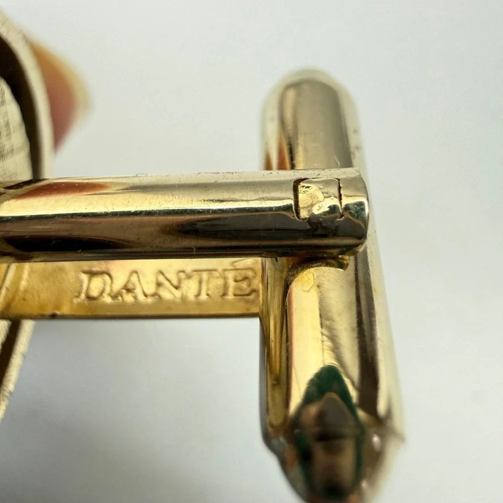 Vintage Dante Gold Tone Tiger's Eye Oval Cufflinks 0.75